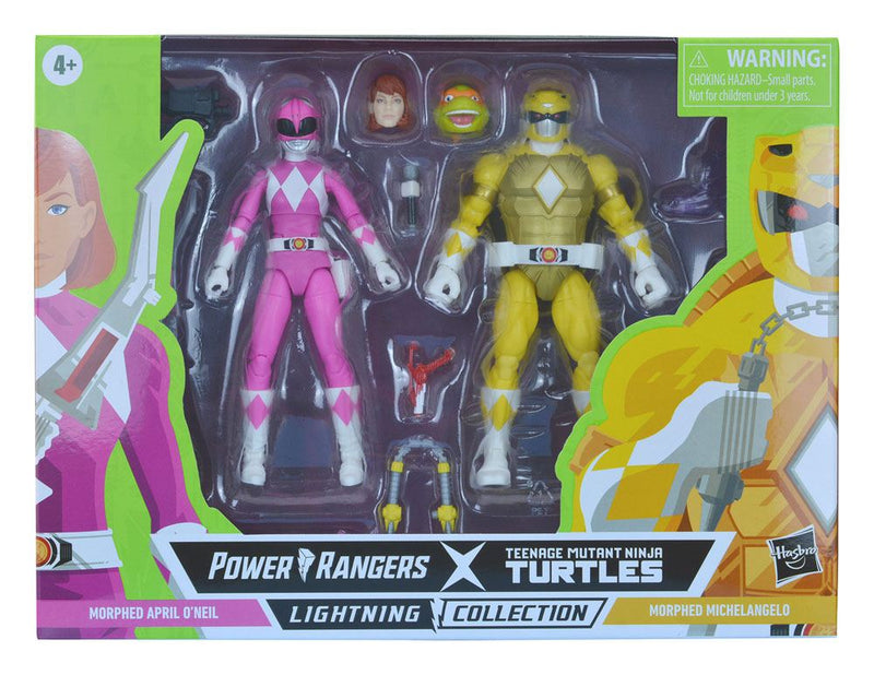 Power Rangers x TMNT Lightning Collection Action Figures 2022 Morphed April O´Neil & Michelangelo, side angle