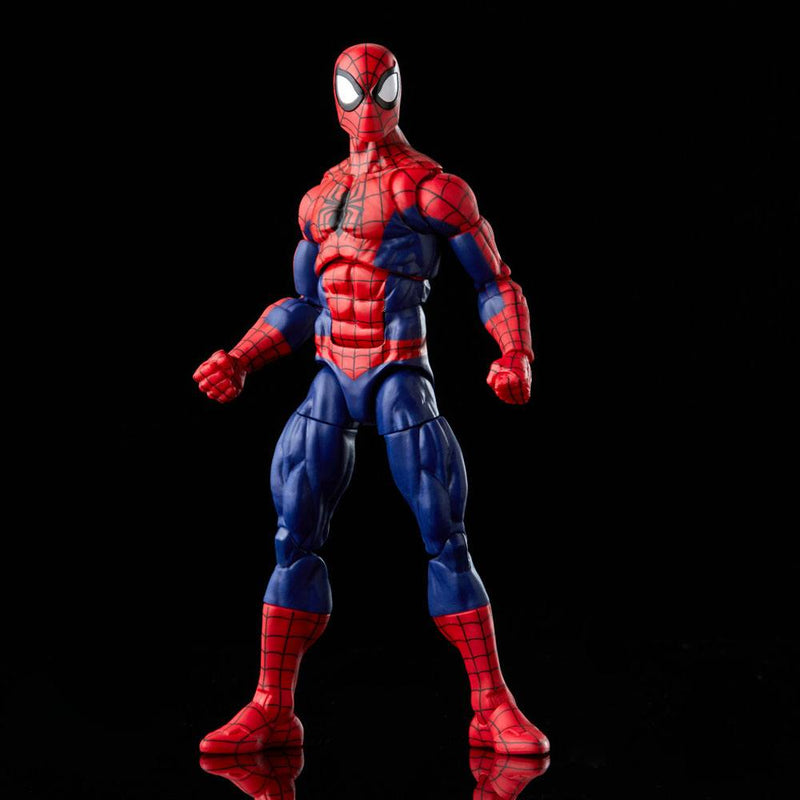 Marvel Legends Series Spider-Man and Marvel's Spinneret, side angle