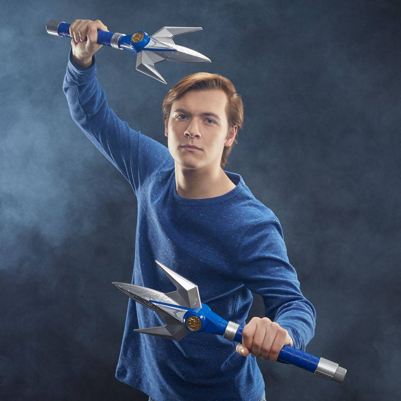 Power Rangers Lightning Collection Mighty Morphin Blue Ranger Power Lance Roleplay Collectible Cosplay, close-up detail