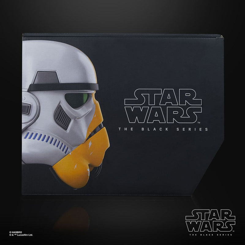 Star Wars The Black Series Artillery Stormtrooper Premium Electronic Helmet, close-up detail
