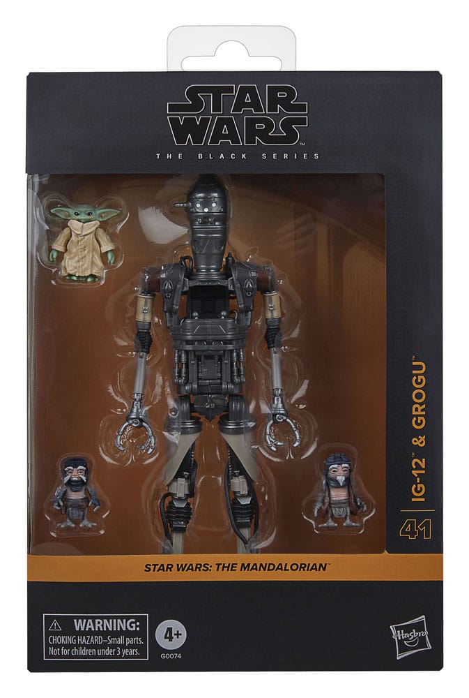 Star Wars The Black Series Deluxe IG-12 & Grogu Action Figure, side angle