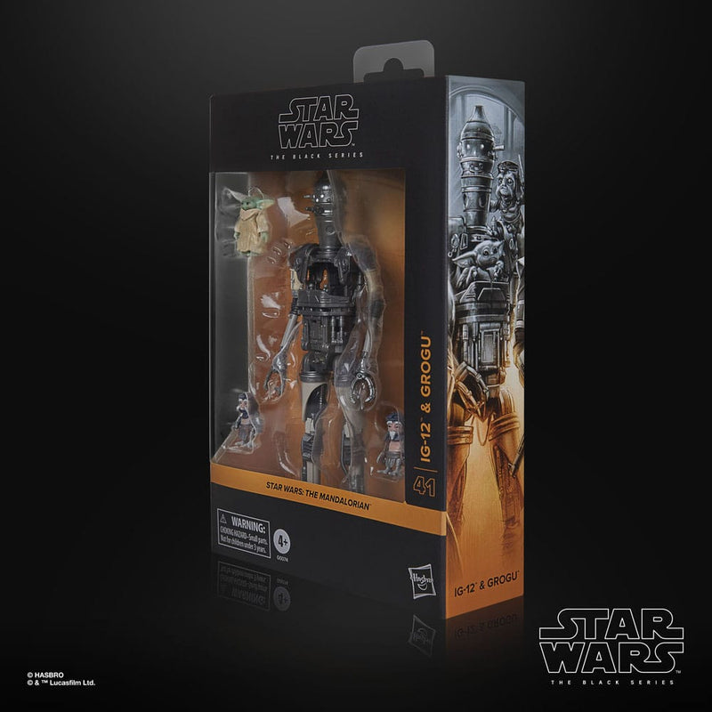 Star Wars The Black Series Deluxe IG-12 & Grogu Action Figure, close-up detail