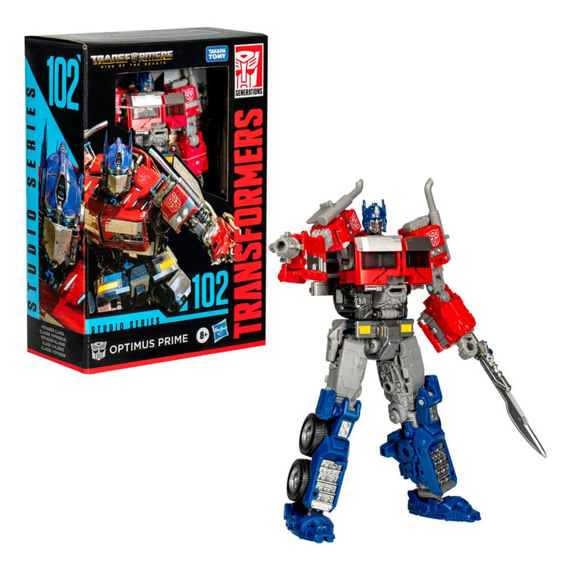 Transformers Studio Series Voyager Class Transformers: Rise of the Beasts 102 Optimus Prime Action Figure, side angle