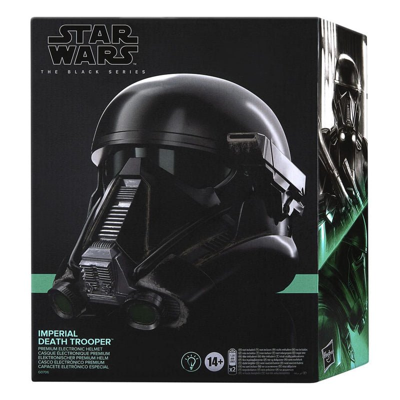 Star Wars Rogue One Imperial Death Trooper Black Series Electronic Helmet, packaging shot