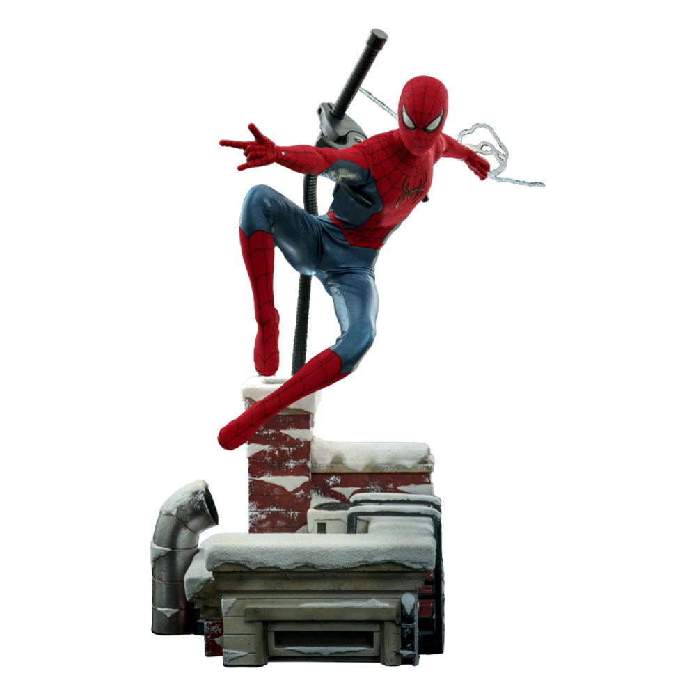 Hot Toys Spider Man New Red and Blue Suit Spider Man No Way Home Movie Masterpiece Action Figure Deluxe Version 1/6 Scale 28cm
