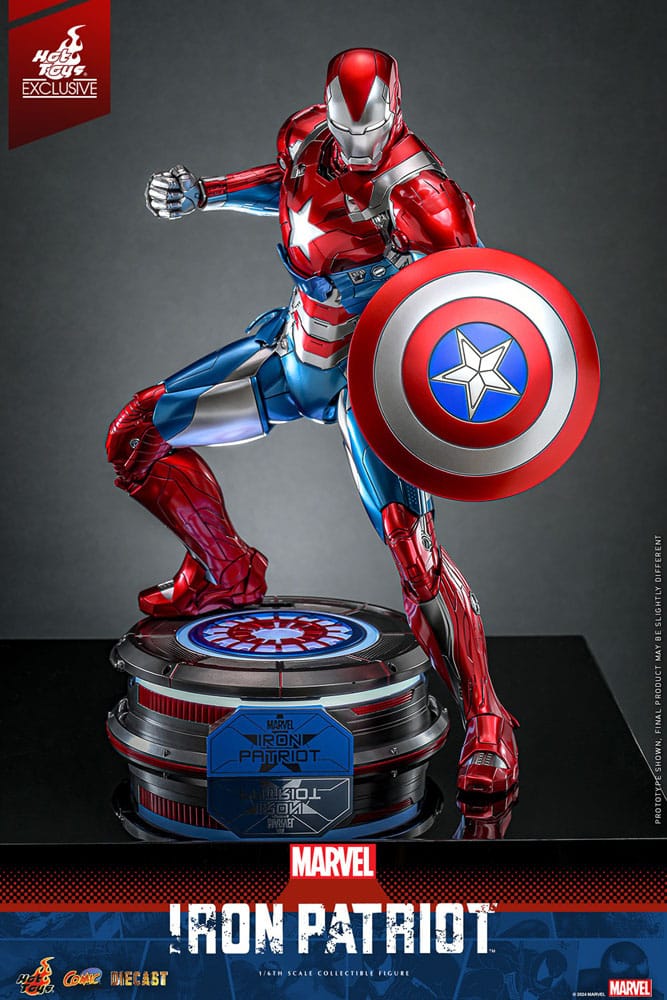 Hot Toys Marvel Iron Patriot Diecast 1/6 Scale Exclusive Action Figure, side angle