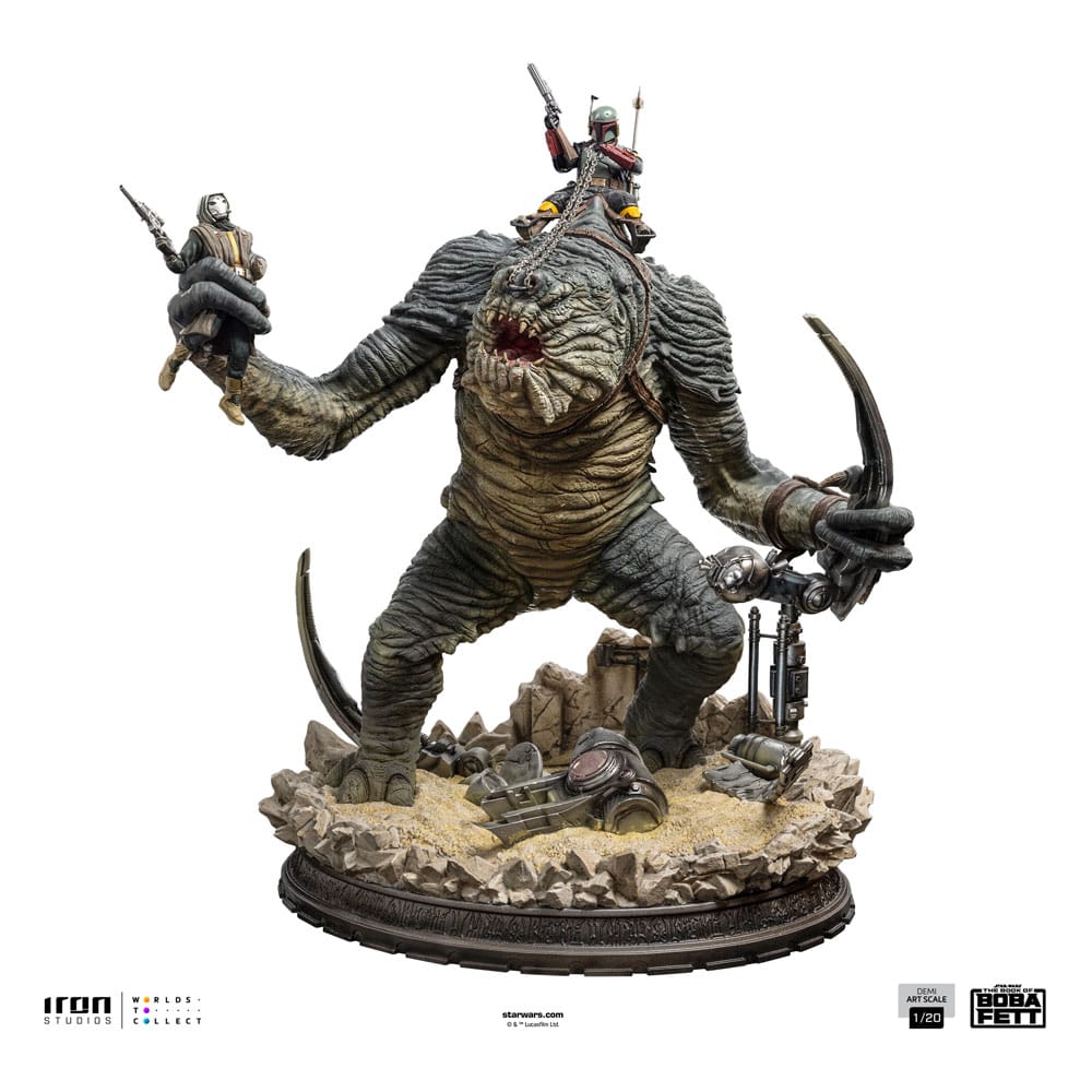 Star Wars The Book of Boba Fett Boba Fett and Rancor Demi Art Scale Statue 120 38 cm