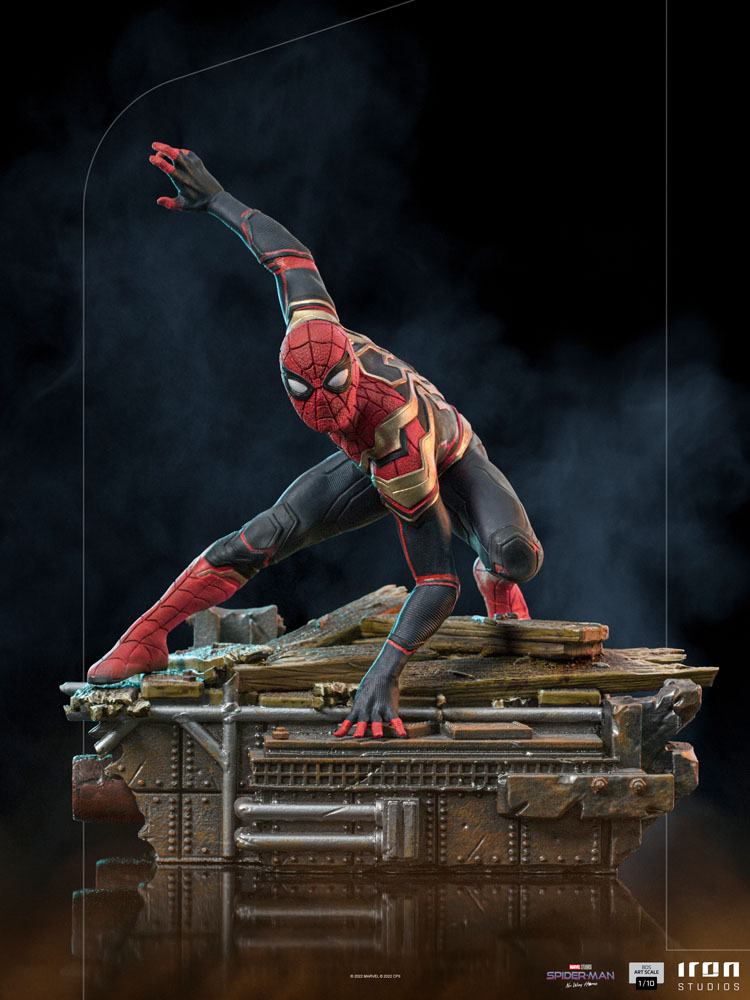 Iron Studios Spider-Man No Way Home Deluxe Statue 1/10 Scale Spider-Man Peter #1, side angle