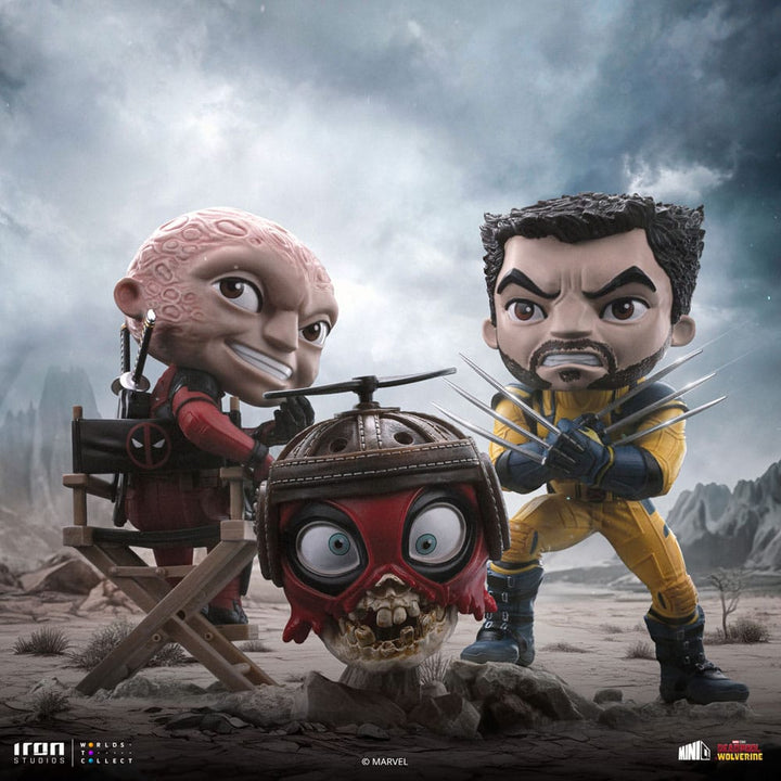 Iron Studios Deadpool & Wolverine MiniCo Deadpool, Wolverine and Headpool (Unmasked) Figure Set