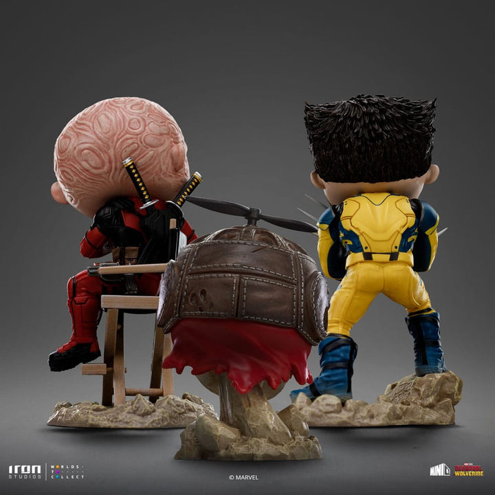Iron Studios Deadpool & Wolverine MiniCo Deadpool, Wolverine and Headpool (Unmasked) Figure Set