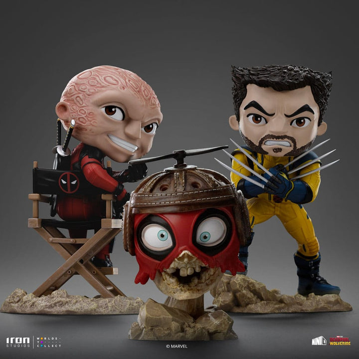 Iron Studios Deadpool & Wolverine MiniCo Deadpool, Wolverine and Headpool (Unmasked) Figure Set