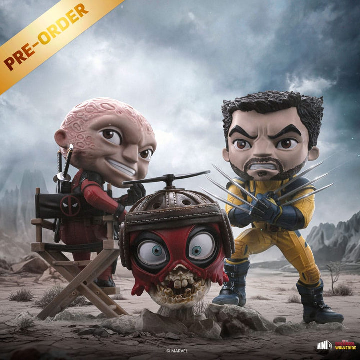 Iron Studios Deadpool & Wolverine MiniCo Deadpool, Wolverine and Headpool (Unmasked) Figure Set