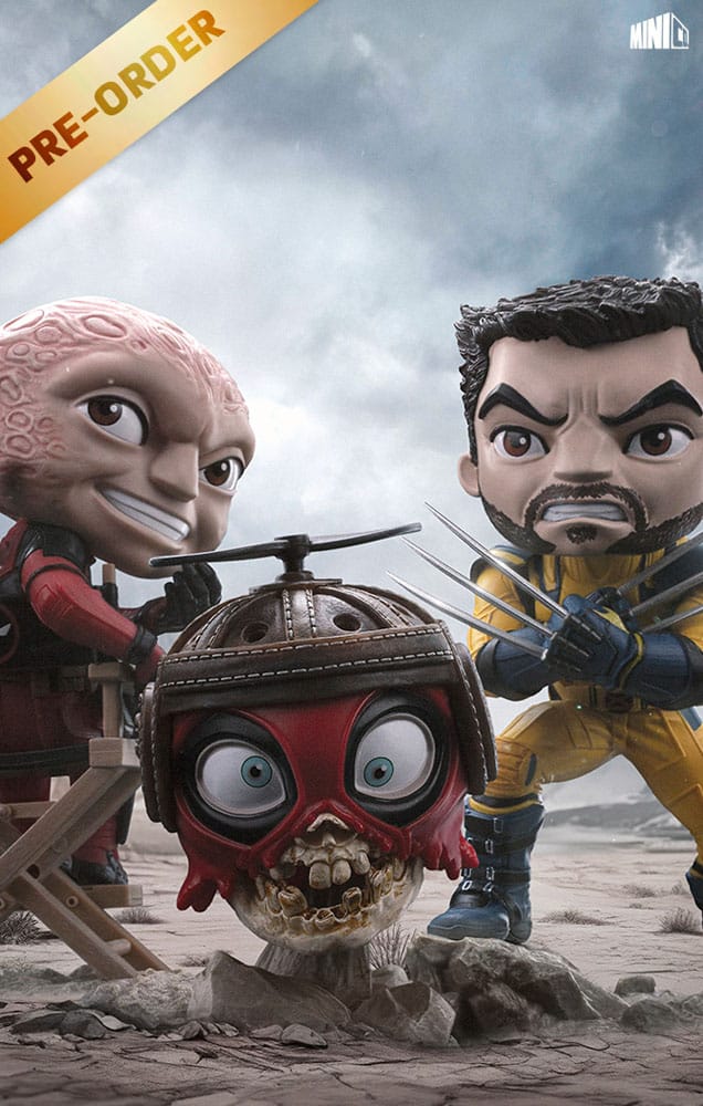Iron Studios Deadpool & Wolverine MiniCo Deadpool, Wolverine and Headpool (Unmasked) Figure Set