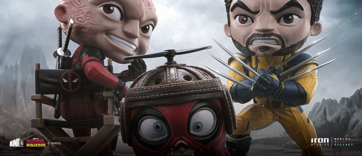 Iron Studios Deadpool & Wolverine MiniCo Deadpool, Wolverine and Headpool (Unmasked) Figure Set