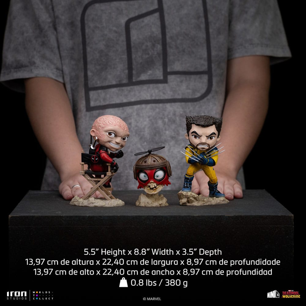 Iron Studios Deadpool & Wolverine MiniCo Deadpool, Wolverine and Headpool (Unmasked) Figure Set