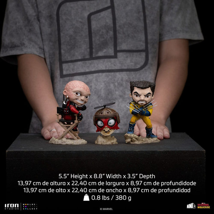Iron Studios Deadpool & Wolverine MiniCo Deadpool, Wolverine and Headpool (Unmasked) Figure Set