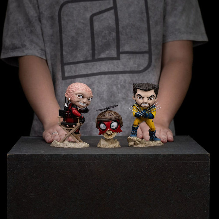 Iron Studios Deadpool & Wolverine MiniCo Deadpool, Wolverine and Headpool (Unmasked) Figure Set