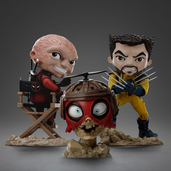 Iron Studios Deadpool & Wolverine MiniCo Deadpool, Wolverine and Headpool (Unmasked) Figure Set