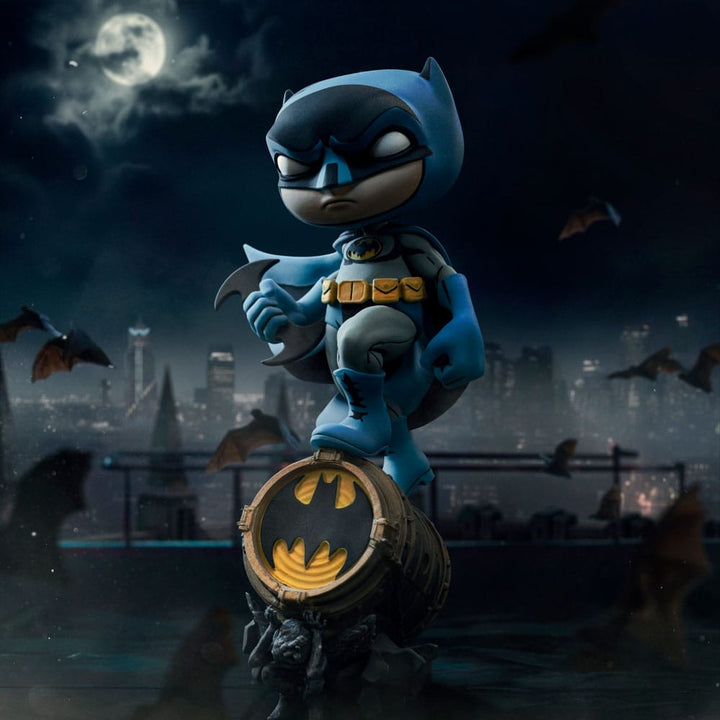 Iron Studios DC Comics MiniCo Batman on Bat-Signal (Blue Variant) Figure