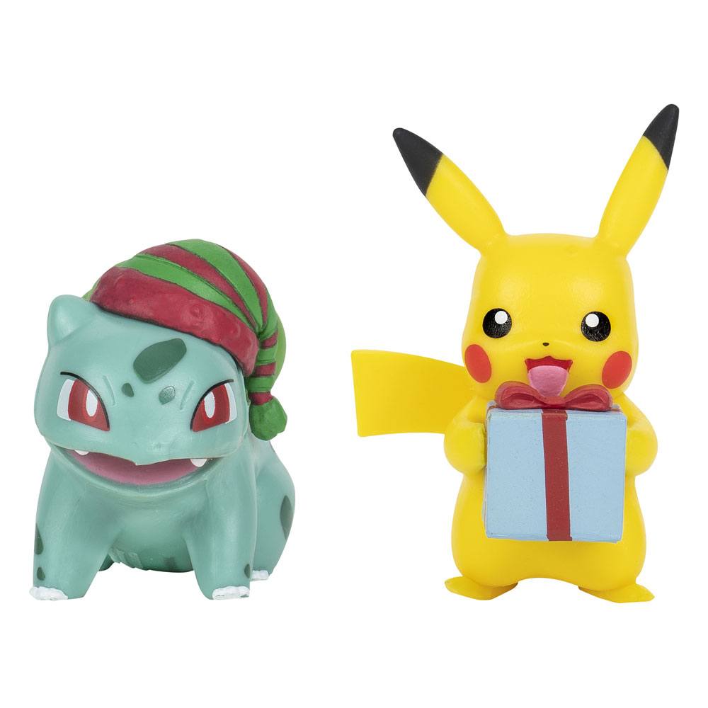 Pokémon Pikachu and Bulbasaur Holiday Edition Battle Figure Pack Mini Figures 2 Pack 5 cm