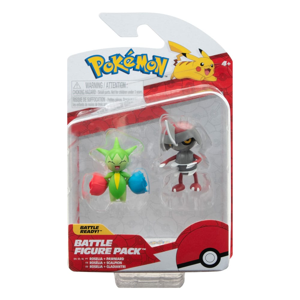 Pokemon Pawniard and Roselia Mini Battle Figure 2 Pack 5 cm