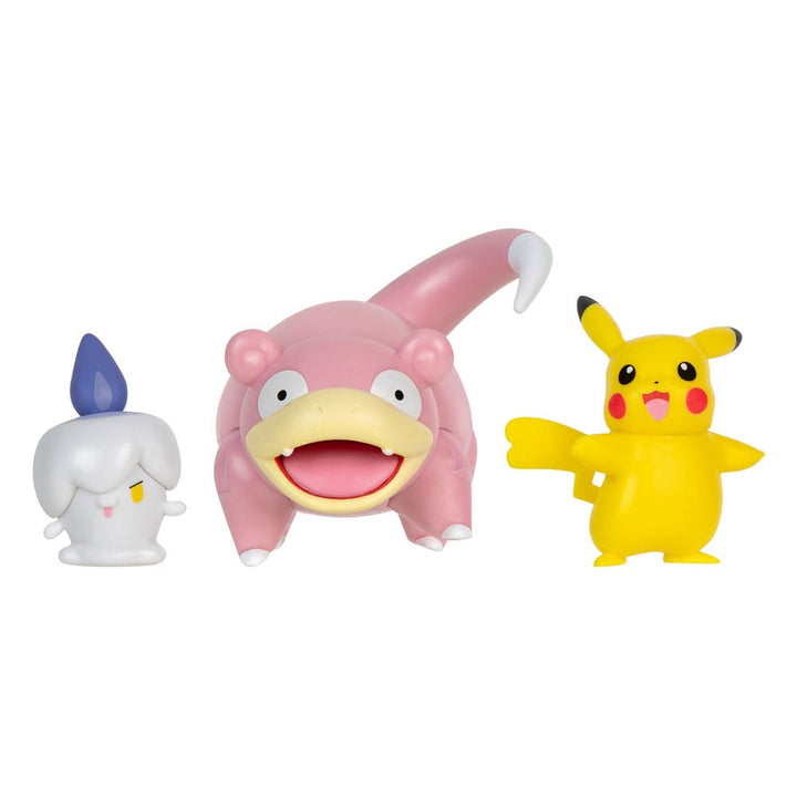 Pokémon Pikachu (Female) and Litwick and Slowpoke 1.9" Scale Battle Figure Set (3-Pack)