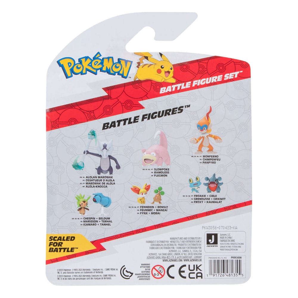 Pokémon Pikachu (Female) and Litwick and Slowpoke 1.9" Scale Battle Figure Set (3-Pack)