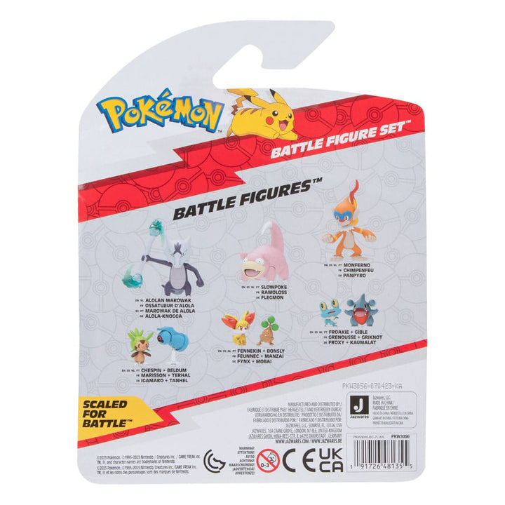 Pokémon Pikachu (Female) and Litwick and Slowpoke 1.9" Scale Battle Figure Set (3-Pack)