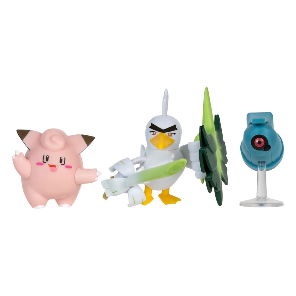 Pokémon Clefairy and Beldum and Sirfetch'd 1.9" Scale Battle Figure Set (3-Pack)