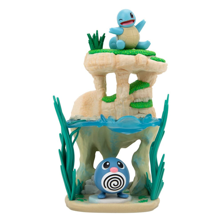 Pokémon Poliwag and Squirtle Shoreside Lake 2" PVC Minifigures Environment Set