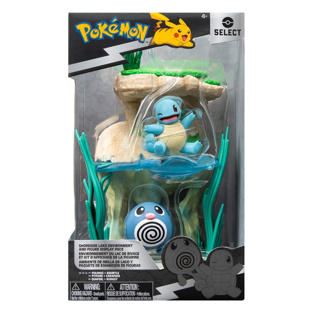 Pokémon Poliwag and Squirtle Shoreside Lake 2" PVC Minifigures Environment Set