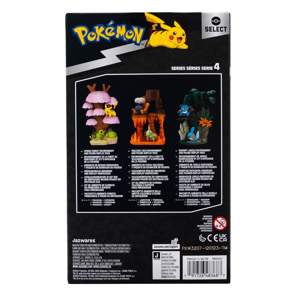 Pokémon Caterpie and Pikachu Spring Forest 2" PVC Minifigures Environment Set