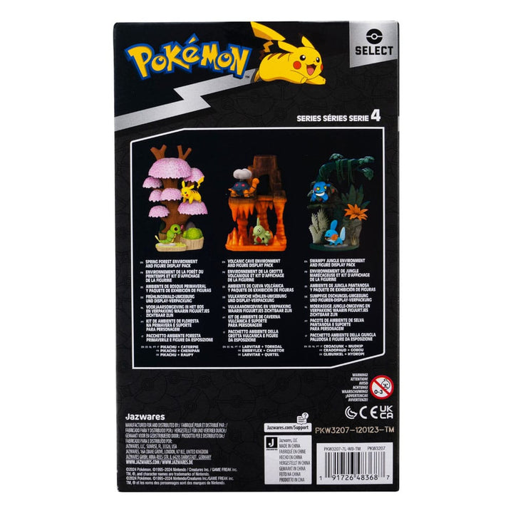 Pokémon Caterpie and Pikachu Spring Forest 2" PVC Minifigures Environment Set