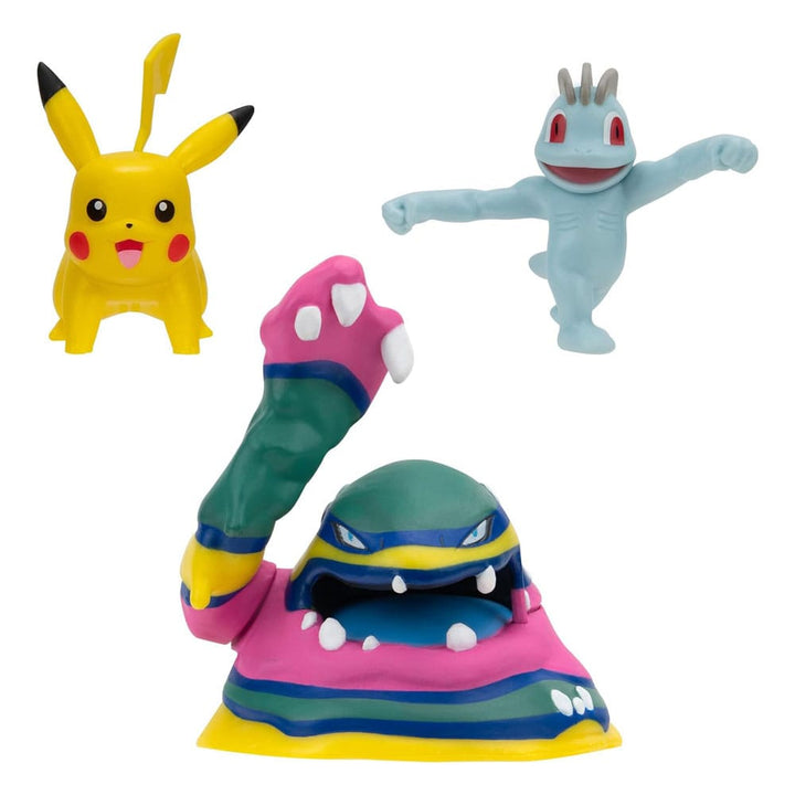 Pokémon Machop and Pikachu and Alolan Muk 1.9" Scale Battle Figure Set (3-Pack)