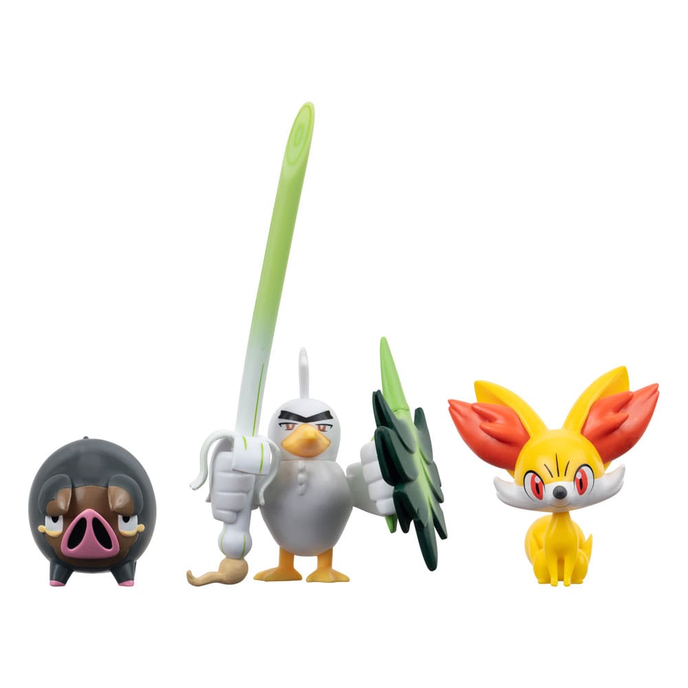 Pokémon Fennekin, Lechonk, Sirfetch'd 1.9" Scale Battle Figure Set (Pack-3)
