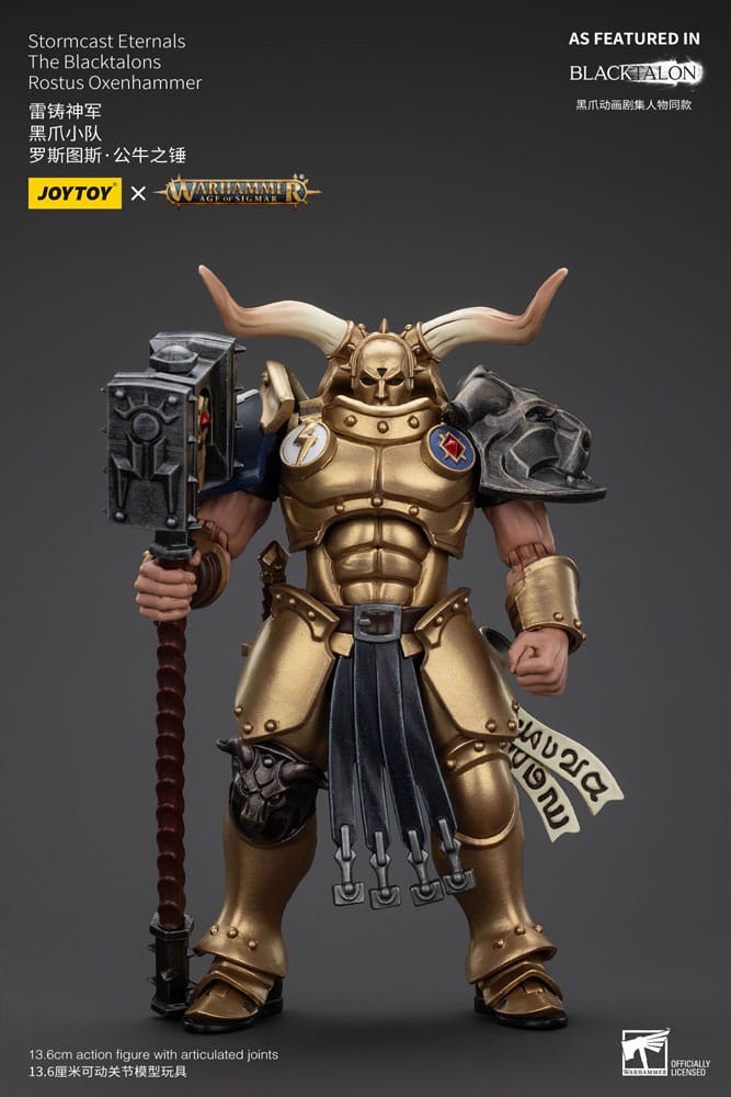 Warhammer Age of Sigmar Stormcast Eternals The Blacktalons Rostus Oxen hammer 8" Scale Scale Action Figure
