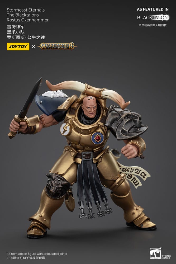 Warhammer Age of Sigmar Stormcast Eternals The Blacktalons Rostus Oxen hammer 8" Scale Scale Action Figure