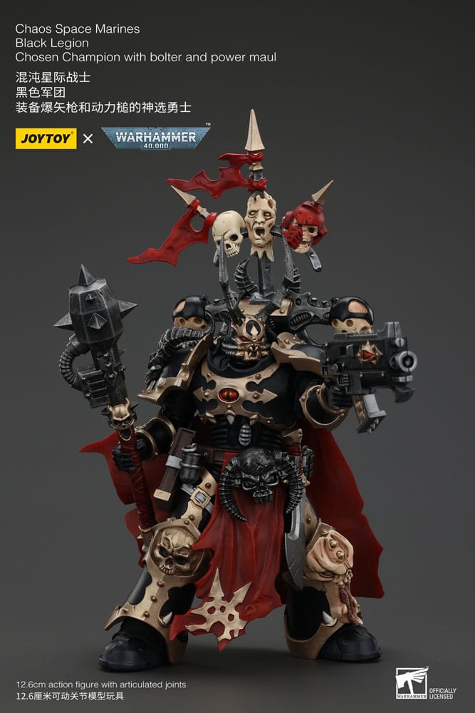 Warhammer 40k Chaos Space Marines Black Legion Chosen Champion with bolter and power maul 7.8" Action Figure