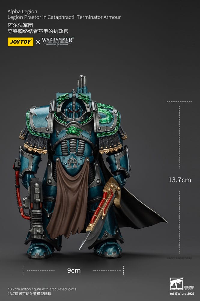 Warhammer Alpha Legion Legion Praetor in Cataphractii Terminator Armour The Horus Heresy Action Figure 18 cm