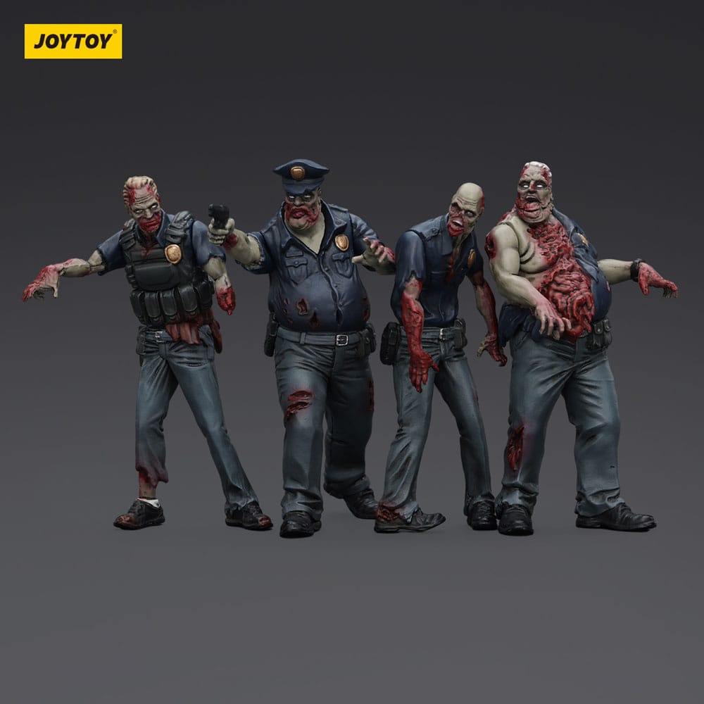 Dark Source Zombie Police (Male) 3.1" Action Figures (4-Pack)