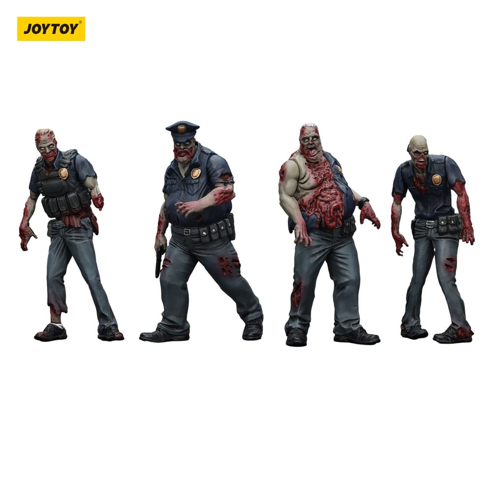 Dark Source Zombie Police (Male) 3.1" Action Figures (4-Pack)