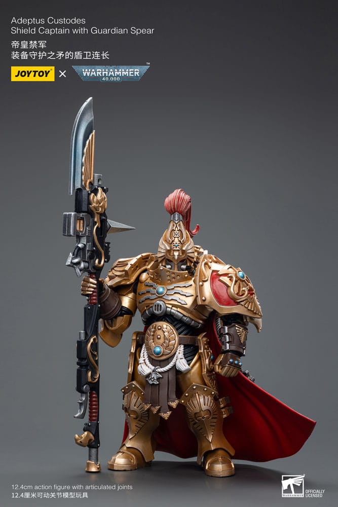 Warhammer 40K 1/18 Scale Adeptus Custodes Shield Captain with Guardian Spear, side angle