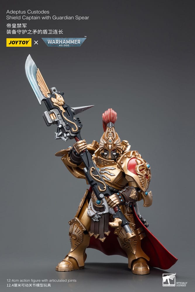 Warhammer 40K 1/18 Scale Adeptus Custodes Shield Captain with Guardian Spear, close-up detail