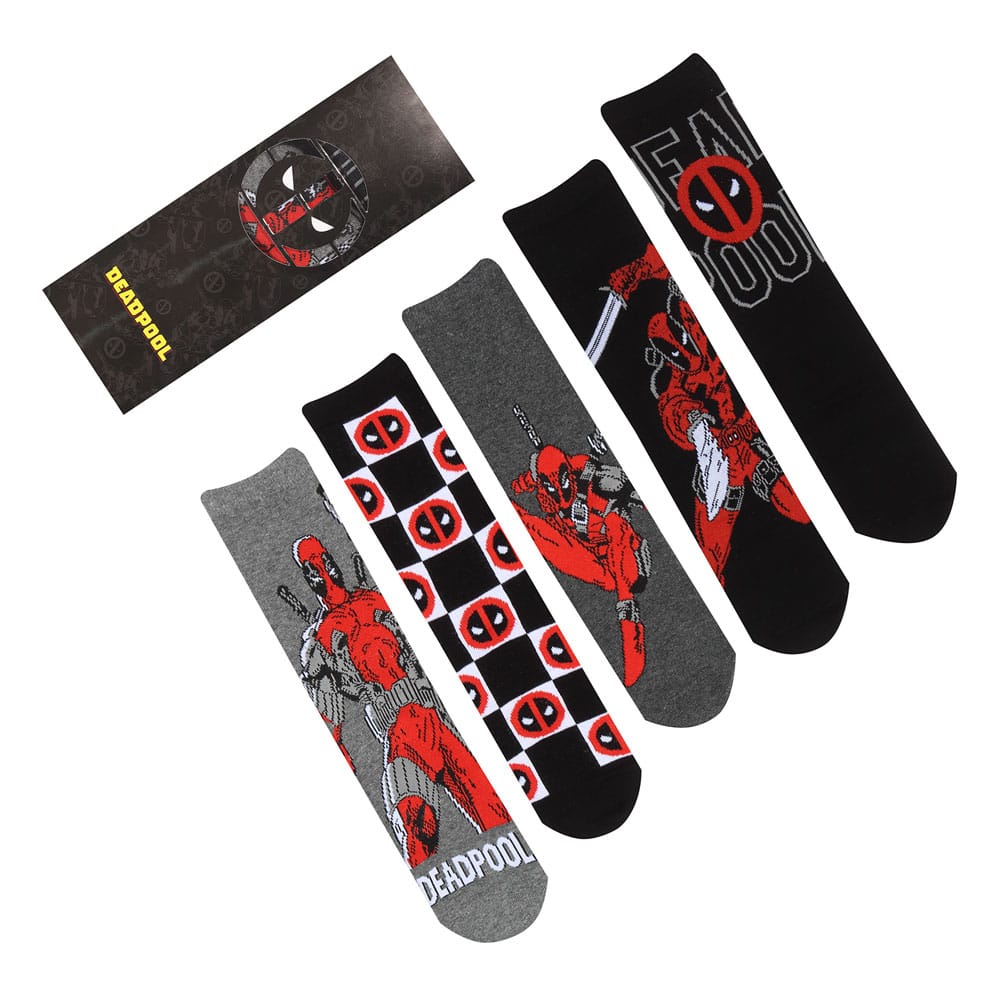 Marvel Deadpool Socks Five Pack Size L XL