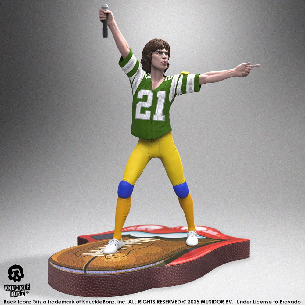 Rolling Stones Mick Jagger US Tour 1981 Green Jersey Rock Iconz Statue 22 cm