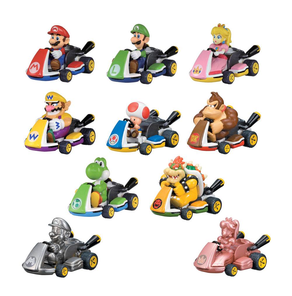 Mario Kart Pull Back Cars Mystery Pack Display 12 Pieces