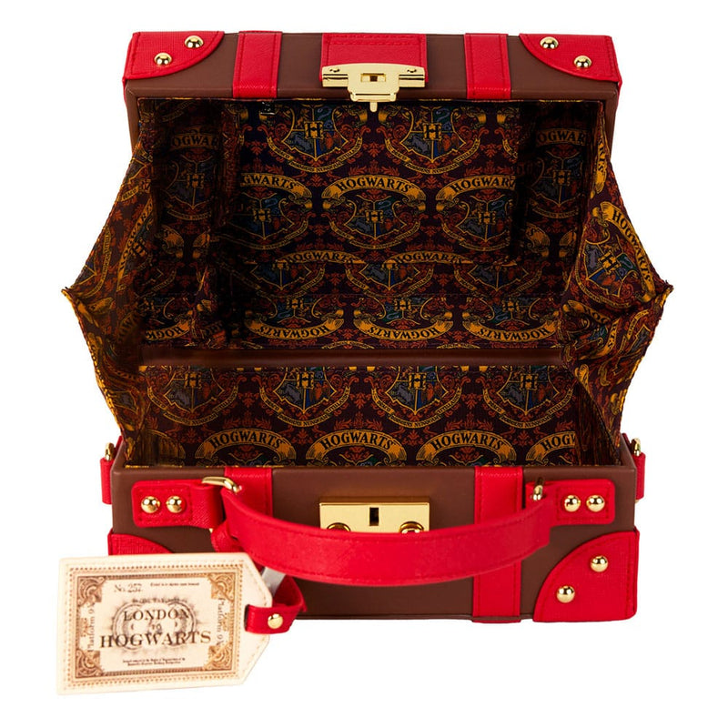 Loungefly Hogwarts Express Luggage Harry Potter Crossbody Bag, in display
