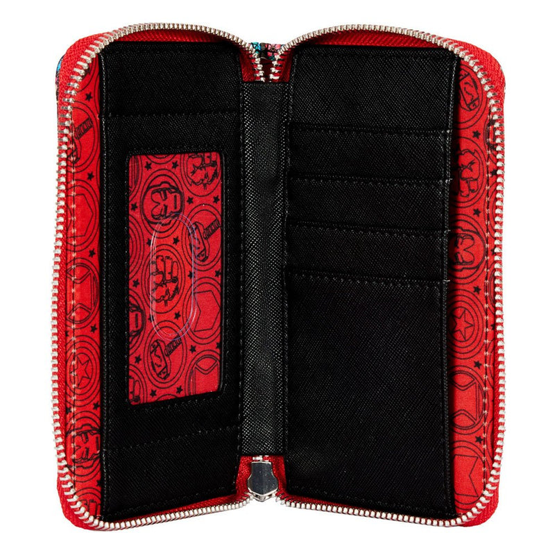 Loungefly Marvel Avengers Tattoo Zip Around Wallet, side angle
