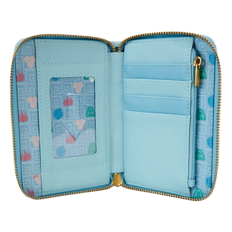 Loungefly Avatar The Last Airbender Aang, Appa, & Momo Zip Around Wallet, close-up detail