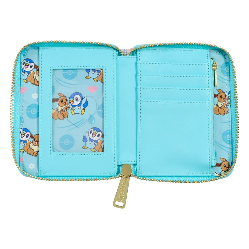 Loungefly Pokemon Piplup And Eevee Friends Wallet, close-up detail